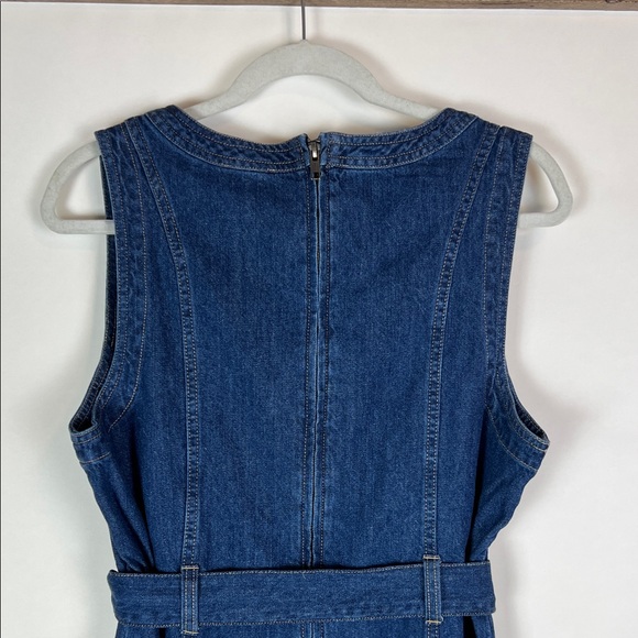Sundance Poppy Denim Midi Dress Women’s 14 Belted A-Line Pockets - Picture 12 of 13